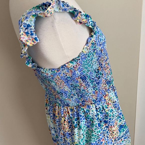 J. Crew Floral Smocked Tiered Midi Dress Ruffle Lined Size Medium - Picture 9 of 13